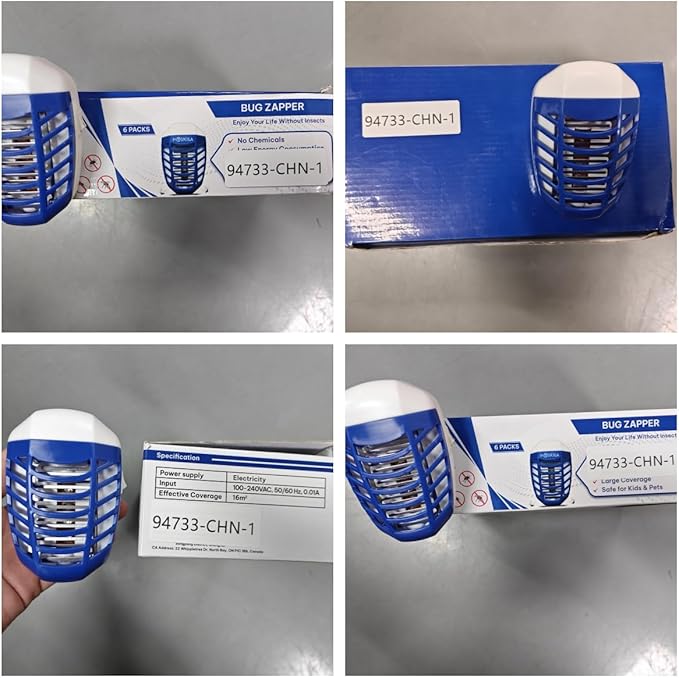 Bug Zapper Indoor Flying Insect Trap, 6 Pack Electronic Plug in Mosquito Zappers Gnat Insect Fly Zapper Traps Lamp for Home, Kitchen, Bedroom, Living Room,Office, Blue