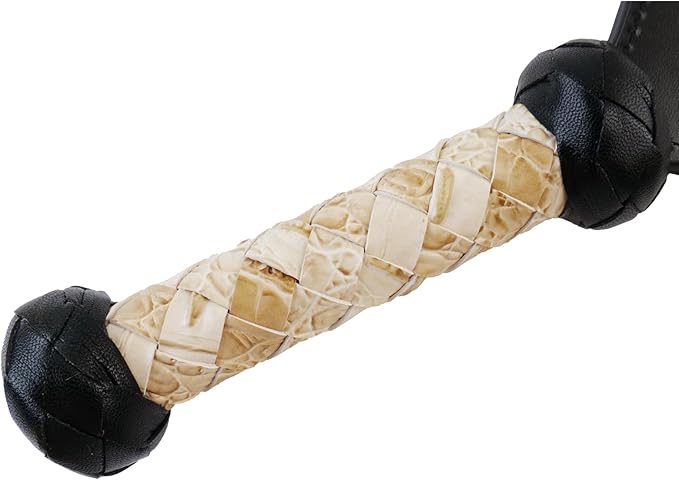 16.14 Inch Handmade Faint Yellow Leather Paddle Horse Riding Crop Whip, Perfect for Training Shows and Costumes Equestrian Horse Whip, Durable Equestrian Paddle