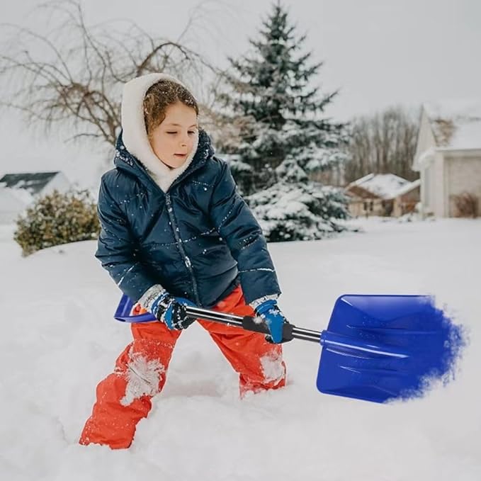 Snow Shovel，2025 Upgraded Lightweight Steel Handle Snow Removal Tool, Kids Snow Shovel, Suitable for Emergencies, Car Driveways, Gardens, Camping (Blue