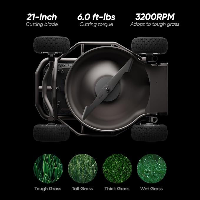 Remote Control Lawn Mower S1 2WD 56V12Ah, Multi-Functions RC Lawn Mower with 1.8-4.6 Inch Cutting Height 21 Inch Real Blade for Mowing 0.75 Acres