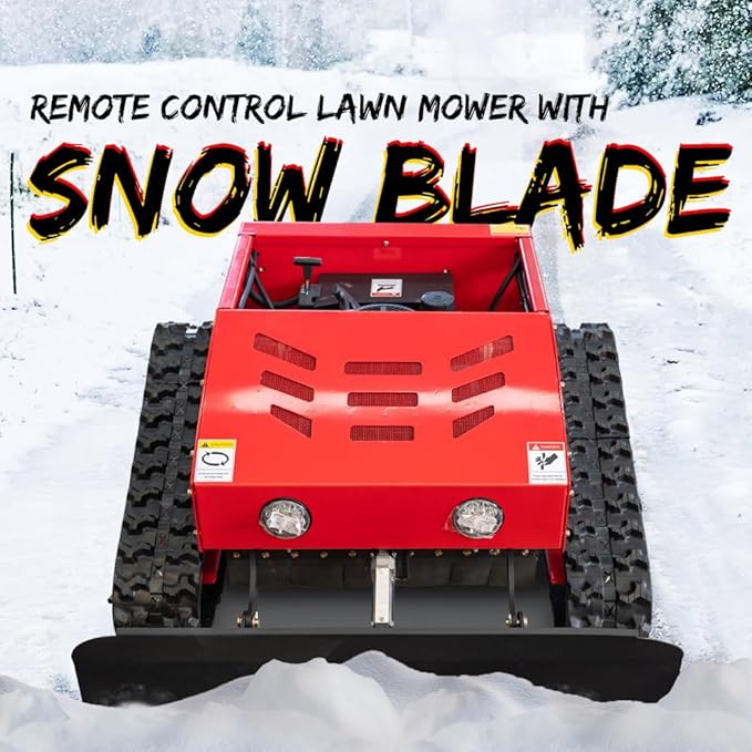 Lawn Mower, Remote Control Lawn Mower, Small Crawler Oil-Electric Hybrid Four-Wheel Drive Lawn Mowing and Weed Whacker, All Terrain Grass Cutter Yard Mower, 45° Climbing (SKD 224-55-SNOW)