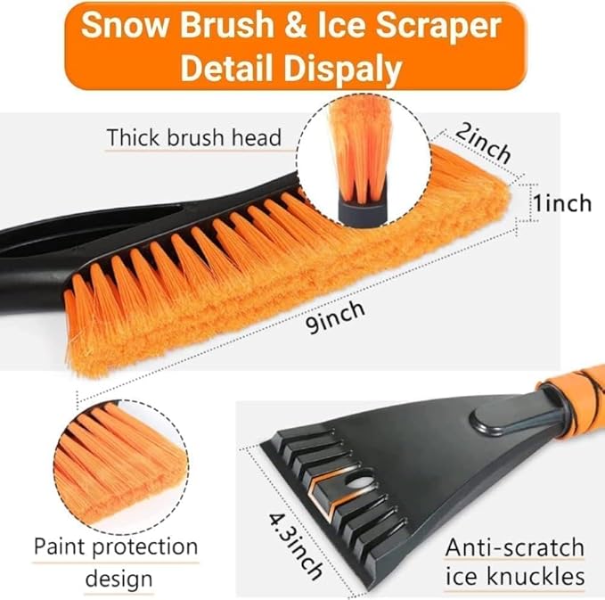 Snow Brush & Ice Scraper, 27'', Ice Scrapers for Car Windshield, Detachable Snow Removal Tool with Ergonomic Foam Grip for Cars, Suvs, Trucks