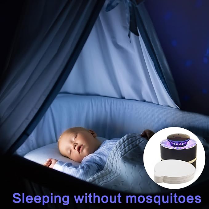 Qualirey 144 Sheets Refill Glue Boards Mosquito Trap Indoor Flea Trap Refills Fly Glue Boards Discs Indoor Insect Trap 4.33 Inch Fits Most Models Indoor Mosquito Killer Lamp