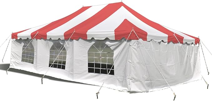 Party Tents Direct 20'x 30' Weekender Canopy Pole Tent with Sidewalls - Easy Up Canopy Tent with 120 Person Capacity - Outdoor Canopies for Parties, Weddings, and Events (Red/White)