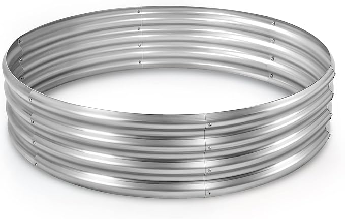 Land Guard Galvanized Raised Garden Bed Kit, Galvanized Planter Raised Garden Boxes Outdoor, Round Large Metal Raised Garden Beds for Vegetables ……