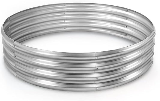 Land Guard Galvanized Raised Garden Bed Kit, Round Large Metal Galvanized Planter Raised Garden Boxes Outdoor…