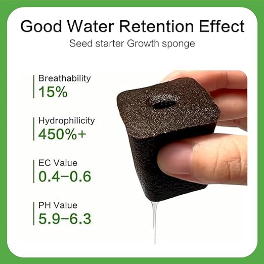 50 Pack Grow Sponges Square Sponge Replacement Part Seedling Starter Sponges for Hydroponic Indoor Garden System Cuttage Rooting Germination Kits