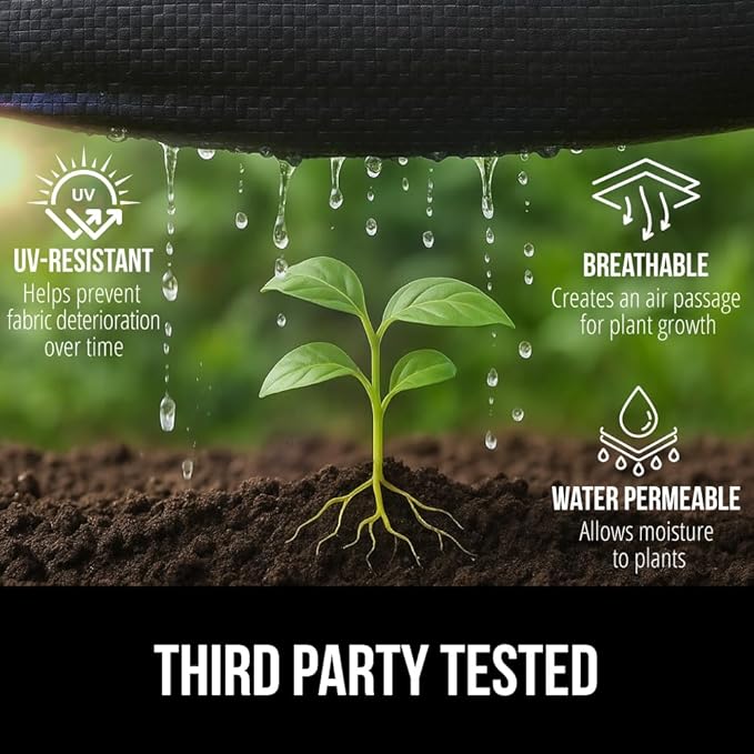 GORILLA GRIP 3 FT x 50 FT Powerful Weed Barrier Landscape Fabric, Durable Tear Resistant Blocker, Permeable UV Resistant Fabrics for Landscaping Outdoor Garden Bed, Ground Mulch, 3.2oz Woven