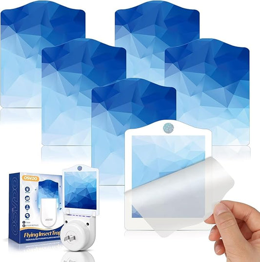 Flying Insect Trap Refills - 6 Pack Indoor Fly Trap Glue Cards NO Device - Indoor Plug-in Fly Trap Refills Universal (6 Blue Refills)