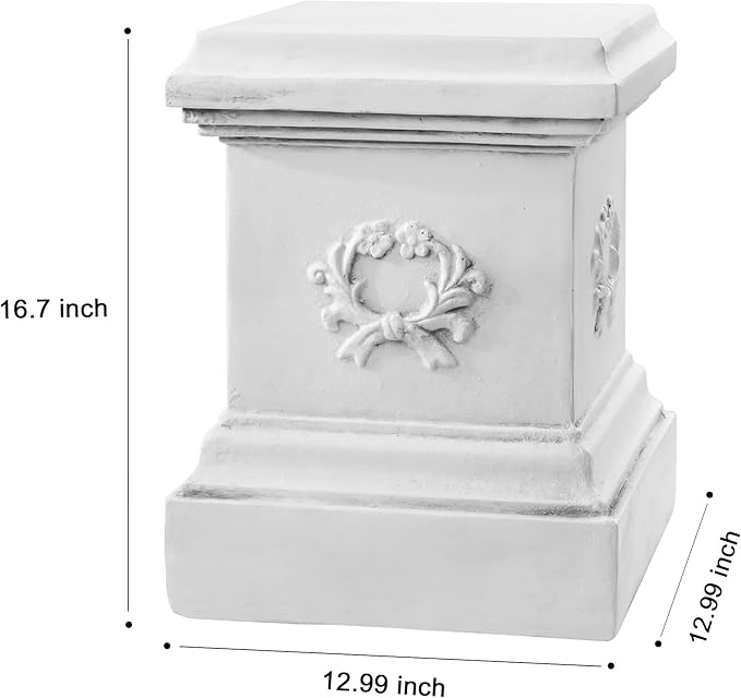 TOETOL Garden Outdoor Statues Classic Plinth Sculptures Decor Base Riser 16.7" Magnesium Oxide Stone Grey Yard Patio Deck Home Hallway Sculpture