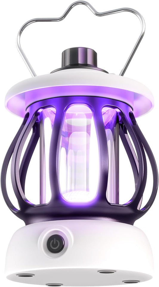 Flying Insect Trap(1Device + 10Refills), Fruit Fly Traps for Indoors & Outdoor Rechargeable, Quite Operation Fly Trap Smoke White