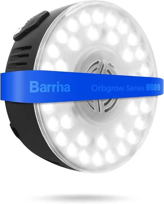 Barrina Orbgrow OG09 Puck LED Grow Light, 5000K 9W(135 Watt Equiv), Plant Lights for Indoor Plants Full Spectrum, Magnetic & Linkable, Small Grow lamp, Perfect for Plant Shelf, 1 Pack, Black