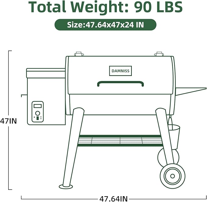Wood Pellet Smoker BBQ Grill with Latest PID Technology LCD Controller 8 In 1 Pellet Grill with Auto Temperature Control and Meat Probe, 565 SQ.IN Cook Area for Home Party