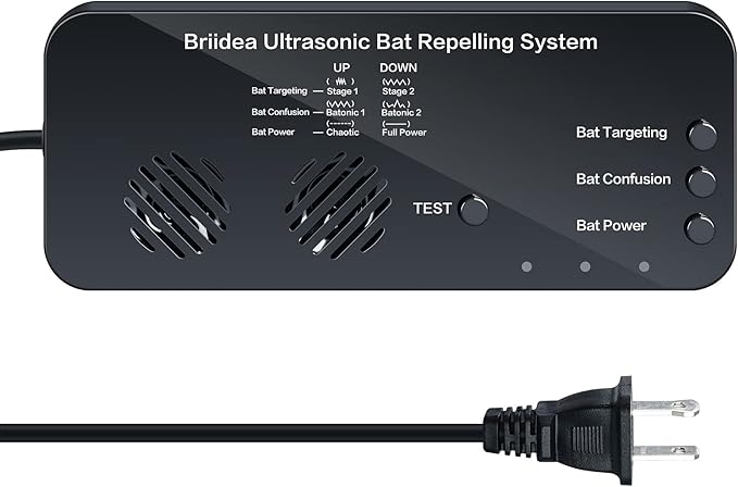 Ultrasonic Bat Removal, Briidea Bat Away System, Demands Bats to Flee, Human and Pet Safe
