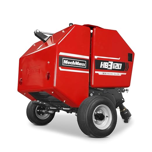 3-Point PTO Mini Round Hay Baler with Twine Wrap, 20" Diameter x 28" Width Bales, for 15-50hp Tractor, HB3120