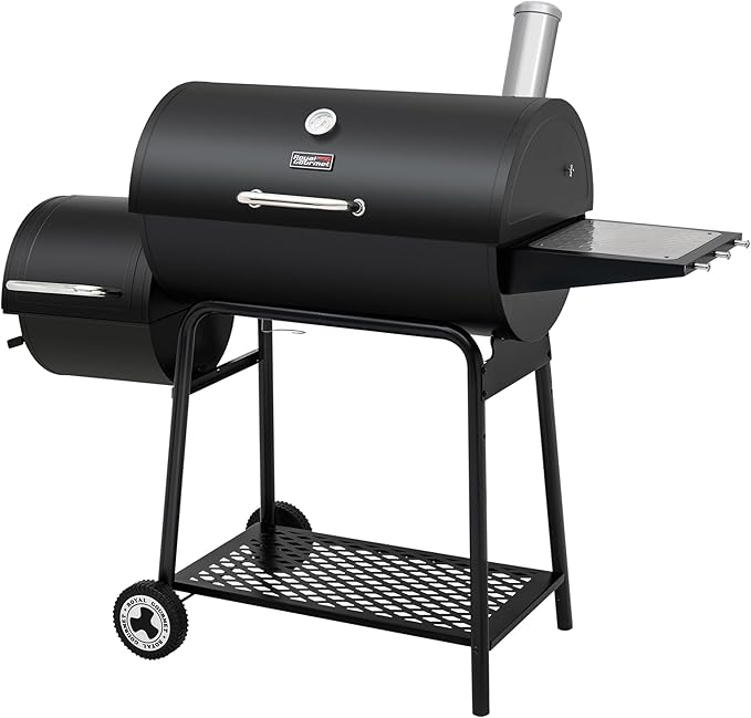 Royal Gourmet CC1830M 30 Inch Barrel Charcoal Grill with Offset Smoker & Warming Rack, Outdoor BBQ Grill with 811 Sq. In. Grilling Space for Backyard, Patio and Parties, Black