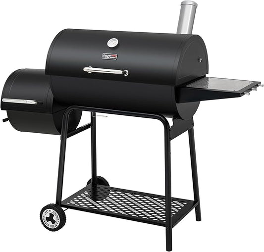 Royal Gourmet CC1830M 30 Inch Barrel Charcoal Grill with Offset Smoker & Warming Rack, Outdoor BBQ Grill with 811 Sq. In. Grilling Space for Backyard, Patio and Parties, Black