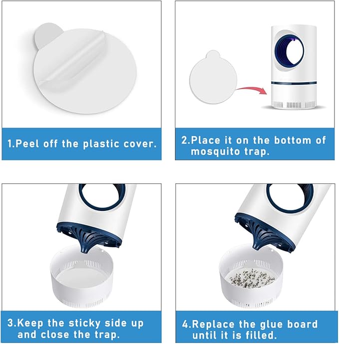 48 Pcs Refill Glue Boards 4.13" Sticky Pads Compatible with Katchy, Fenun, Dunaga, and Fvoai Zap H3 M3 Pro Indoor Insect Fly Traps Bug Catcher Mosquito Zapper Light