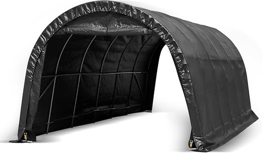 MELLCOM 12 x 24 FT Heavy Duty Carport, Portable Garage with All-Steel Metal Frame and Round Style Roof, Anti-Snow Car Canopy Outdoor Storage Shelter for Car, Truck, Boat