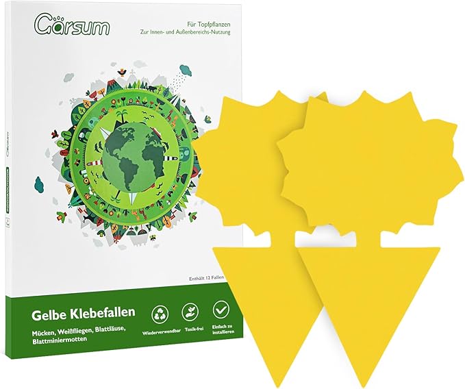 Garsum Fruit Fly Trap Yellow Sticky 18 pcs Fungus Gnat Killer for Indoor and Outdoor Plant Insect Catcher for White Flies,Mosquitos,Fungus Gnats,Flying Insects