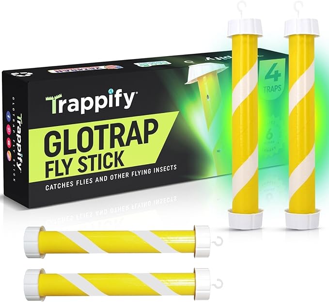 Glow-in-The-Dark Fly Stick by Trappify: Premium Indoor & Outdoor Fly Traps | Water-Resistant Sticky Trap for Fruit Fly Traps for Indoors, Gnat Traps for House Indoor, and Fly Trap Indoor (4 Pack)