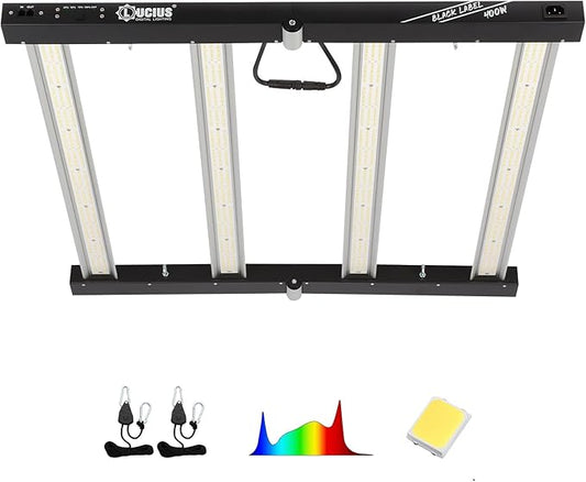 Lucius 400W LED Grow Light with LM281B Diodes, 2.9 µmol/J High Efficiency, Dimmable 4-Bar Light with 1344 Diodes, Full Spectrum Plant Grow Lamp for Indoor Plants, Seeding, Veg, Bloom, 120/240/277V