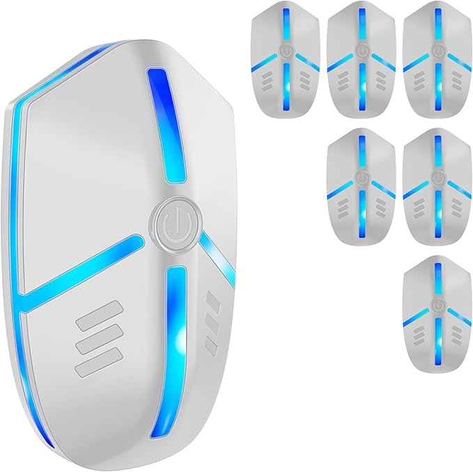 2025 Ultrasonic Repeller for Rodents, Mice, Spiders 6 Pack, Insects - Indoor Electronic Plug-in Repellent, Eco-Friendly Large Area Coverage Up to 1600 Sq Ft for House, Hotel, Warehouse (6 Pack)