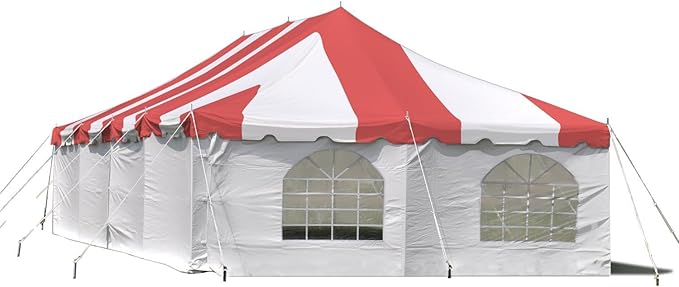 Party Tents Direct 20'x 40' Weekender Canopy Pole Tent with Sidewalls - Easy Up Canopy Tent with 160 Person Capacity - Outdoor Canopies for Parties, Weddings, and Events (Red/White)