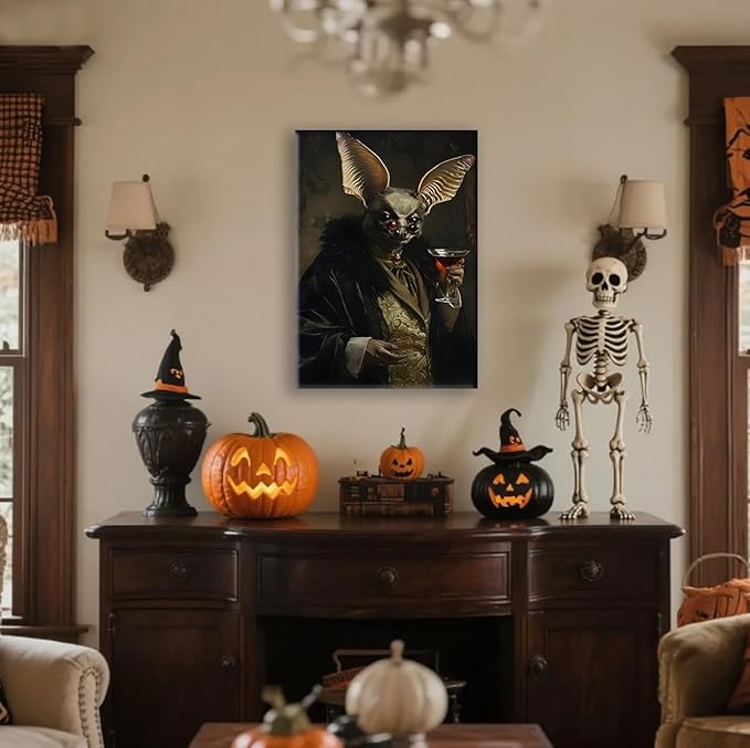 Gothic Bats Decor Wall Art Halloween Decorations Vintage Decor for Dark Academia Aesthetic Room and Gothic Home Decor