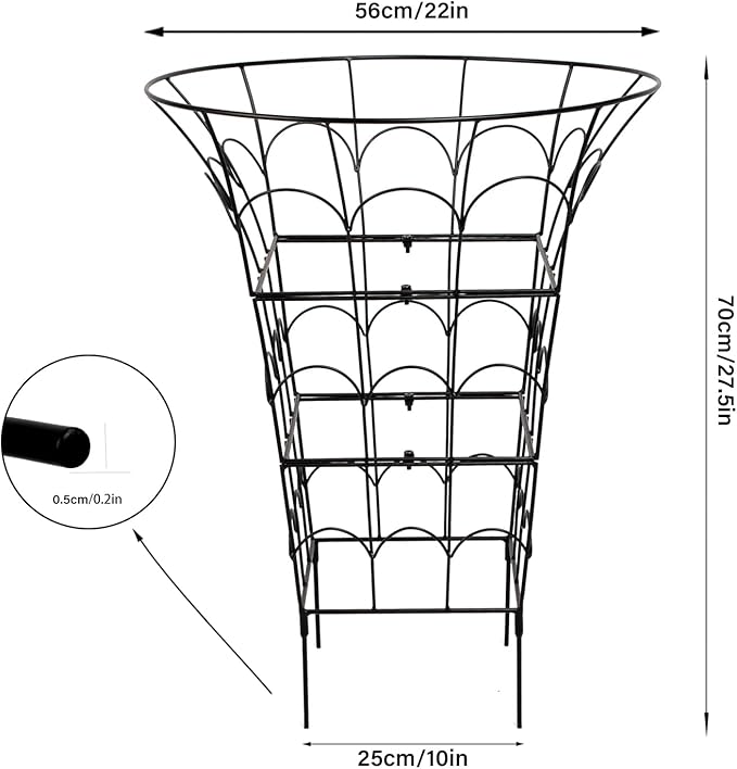 COOOXIM Peony Cages & Supports - Metal Plant Obelisk Trellis for Outdoor Use, 27.5 x 22 Inches, Perfect for Peonies, Roses, and Climbing Vines - Durable Garden Support Ring in M Shape