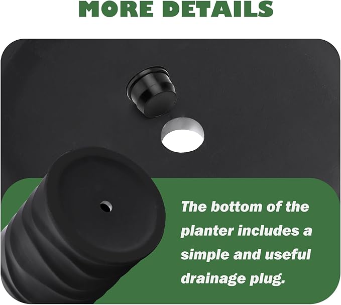 YOLENY Tall Planters with Drainage Hole 2 Pack, 20" H/18 H Porch Wavy Planters Outdoor Indoor Use, Plant Flower Pots for Home Decor, Black