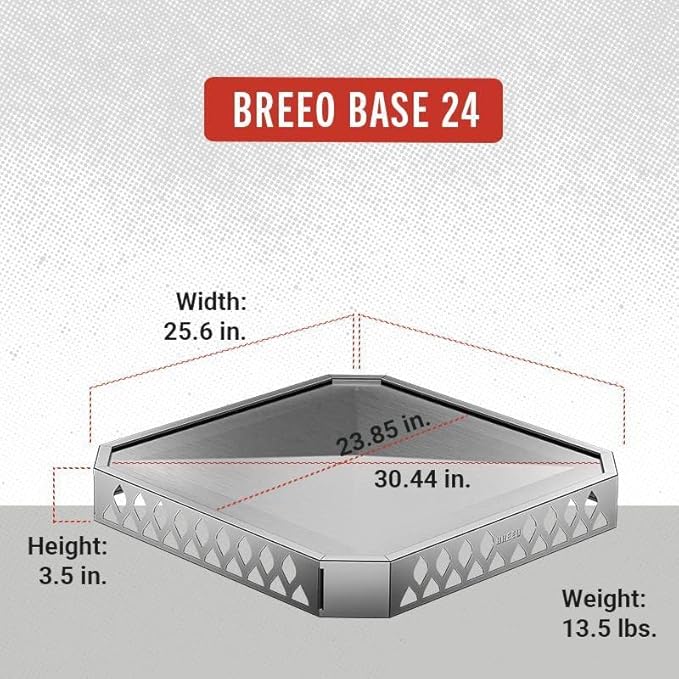 Breeo Base X24 (25.6 Inch) - Fire Pit Mat for Deck Protection - Multi Surface Safe - Superior Heat Protection and Airflow - Stainless Steel Fire Pit Accessory for Outside & Outdoor Surfaces - USA Made
