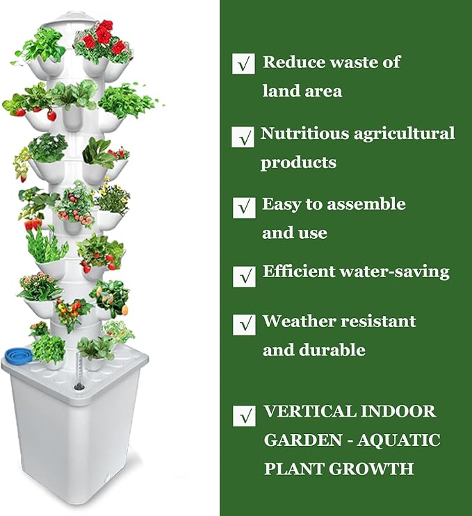 7 Layer 35 Pots Vertical Hydroponic Tower System, Hydroponic Grow Tower Kit with Water Pump & Timer Including & Smart Plug, for Vegetable Herb Fruit, Gardening Lover Plants Grow Kit Tower