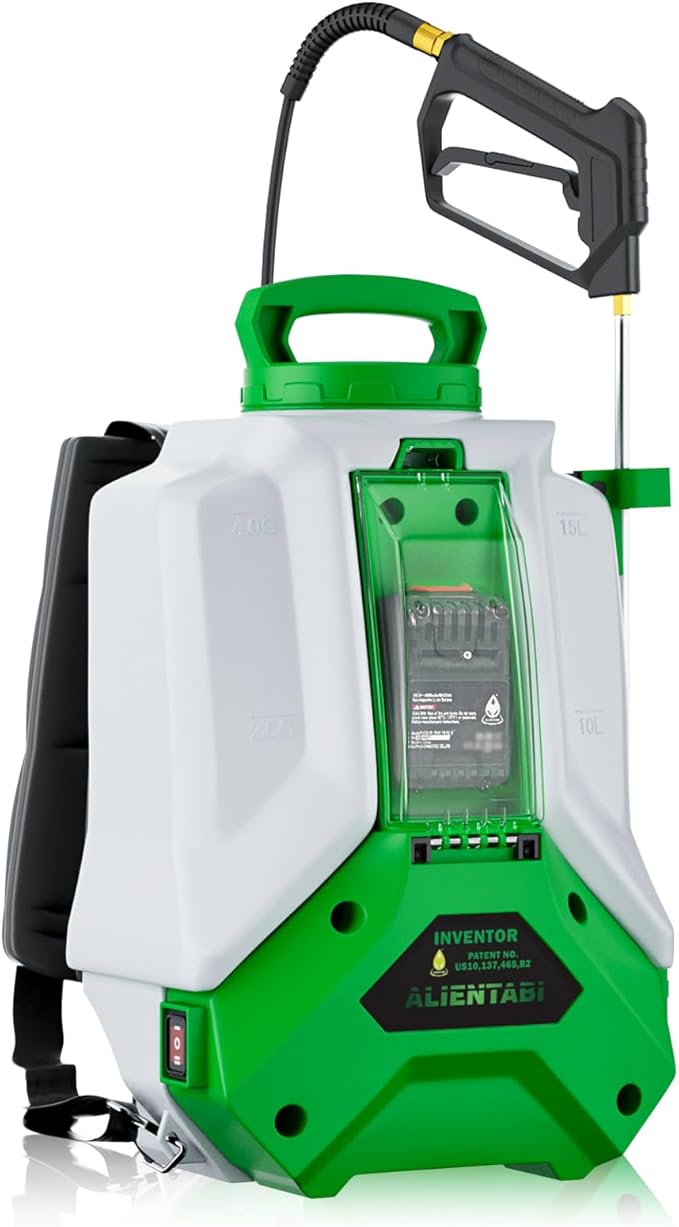 Battery Powered Backpack Sprayer 4 Gallon Electric Sprayer Equipped with a Big Pump, 65/95 PSI Battery Waterproof Sprayer for Spraying, Cleaning