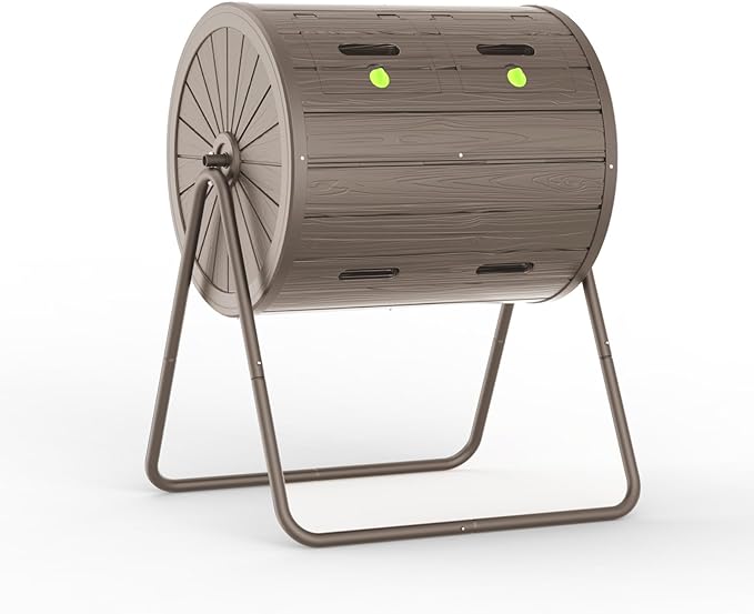DRATO Compost Bin Outdoor 37.5 Gallon All-Season Dual Chamber Tumbling for Garden, Kitchen, Yard, Outdoor (Gray)