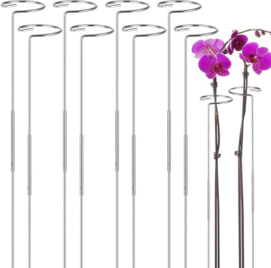 Suclain 10 Pack 30 Inch Plant Support Stake Garden Single Stem Flower Support Stake Cage DIY Stainless Steel Tall Plant Sticks Ring Bracing for Flowers Orchid Tomatoes Peony Lily Rose