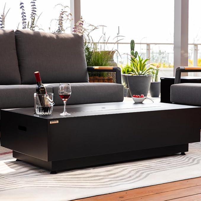 Westwood 50” Propane Fire Pit Smokeless Firepit Outdoor Gas Fire Pit for Outside Patio Firepit Table Includes Rain Cover Converter Kit Lava Rocks Lid CSA Certified