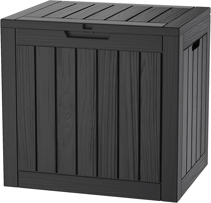 30 Gallon Deck Box, Resin Outdoor Indoor Waterproof Storage Box, Lockable Storage Box With Handle for Patio Furniture - Garden Tools - Swimming Pool Tools UV-Resistant, Black