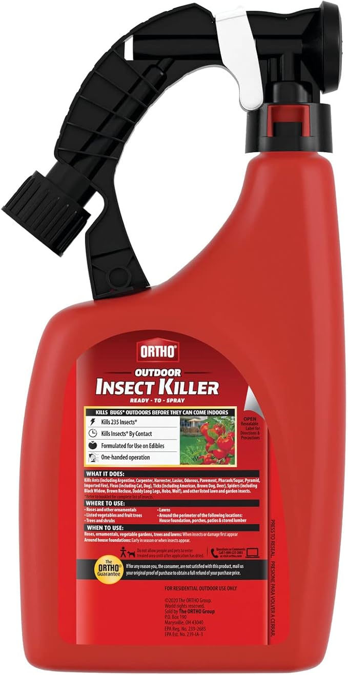 Ortho Outdoor Insect Killer Ready-to-Spray: For Yard, Garden & Landscapes, Works on Listed Ants, Spiders, Fleas & Ticks, 32 oz.