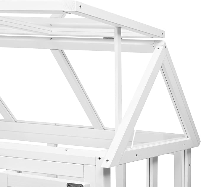 Greenhouse Cold Frames with Wheels - Adjustable Shelves Portable Cold Frame for Balcony/Patio, UV-Resistant Indoor Outdoor Plant Growing Cabinet (Large, Heavy-Duty) (White)