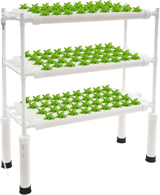 Hydroponics Growing System 108 Plant Sites, 3 Layers Food-Grade PVC Gardening System Grow Kit, Indoor Garden Planter with Water Pump & Timer, Hydroponic Germination Kit for Gardening Lover