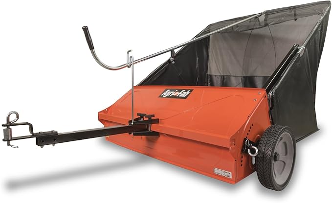 Agri-Fab 45-0492 44" Tow-Behind Lawn Sweeper, 25 cu. ft Hopper Bag Capacity; Leaf & Grass Catcher, with Adjustable Brush Height and Dump From Seat Handle