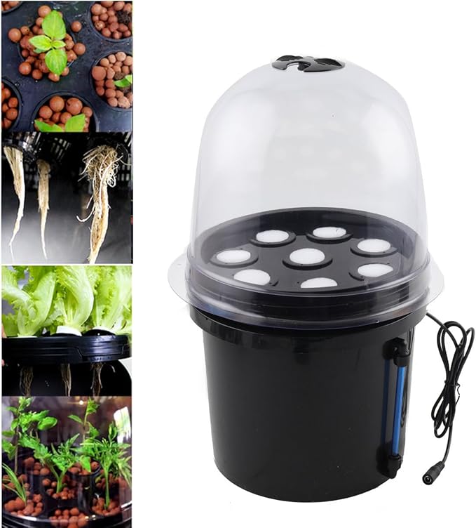 Hydroponics Seedling Cloning System Kit Fog Seedling Box 8 Holes 5L Soilless Hydroponic Equipment Seedling Cultivation, Aeroponic Propagation Kit Hydroponics Planting Growing Kit