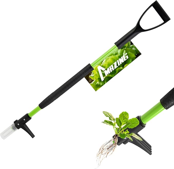 MAZING 3-Claw 39" Weed Pulling Tool, Ergonomic D-Handle Weeding Tool with Long Handle for Effortless Garden Weed Removal, Stand Up Weeder Weeding Tool for Lawn, Yard, Garden, Crabgrass
