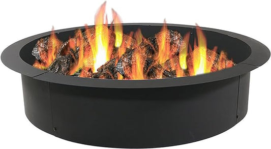 Sunnydaze Outdoor Fire Pit Ring - DIY Above or In-Ground Steel Fire Ring Insert - 36-Inch Outer/30-Inch Inner Diameter