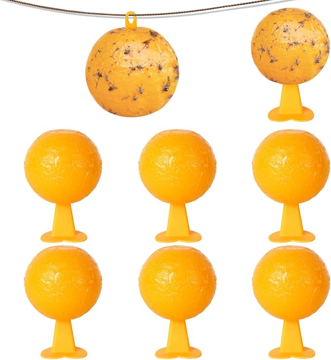 6 PCS Fly Trap Indoor Fly Sticky Ball, Hanging Fly Trap Outdoor Bug Catcher Wasp Gnat Trap, Flying Insects Ball for House Plants Kitchen Drain Yard Garden