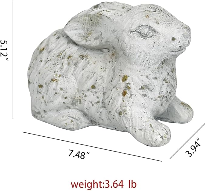 Garden Rabbit Statue Cement Bunny Decor Easter Bunny Figurines for Home Outdoor Garden Statues Cement Sculpture for Yard Patio Lawn Ornament, White