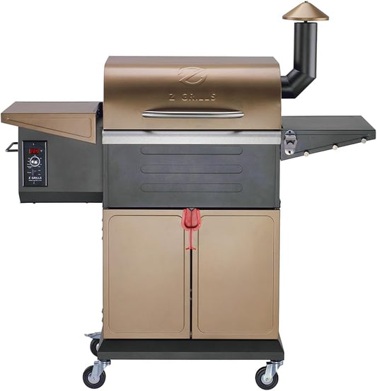 Z GRILLS 8-in-1 Outdoor BBQ Grill with PID 2.1 Controller, Wood Pellet Smoker, Auto Temperature Control, Huge Storage Cabinet Side Shelf with Tool Hooks, 572 sq in Cooking Area for Camping Party