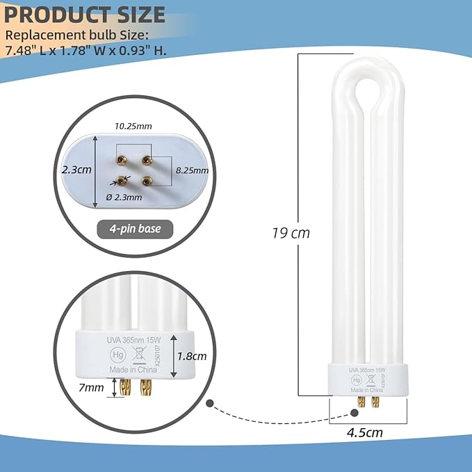 15W Bug Zapper Light Bulb Compatible with Black Flag BZ-15 BB-15WHT, for Hemiua T6, T8, T9, for Flowtron BK-15D, for Stinger B1515 FP15 UV15 & Most U Shaped Twin Tube Bulbs with 4-Pin Base, 3 Pack