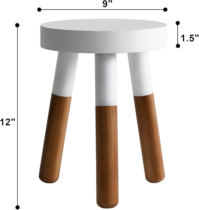 9" Rubber Wood Plant Stool, Wood Accent Stool, Reverse Dipped (12" Tall)